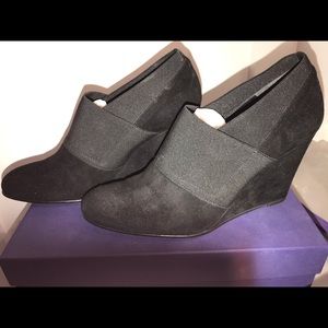 Black Suede wedge Stuart Weitzman bootie